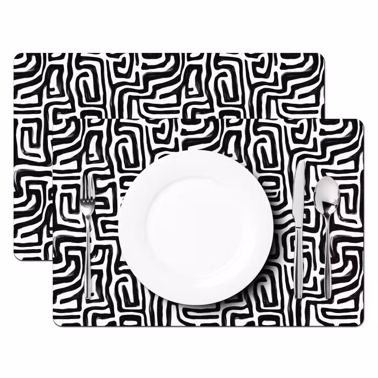 Grafisch - Lijnen - Zwart - Wit Placemat vinyl groot 368 -zzsfeer2_Kitchenyeah-website