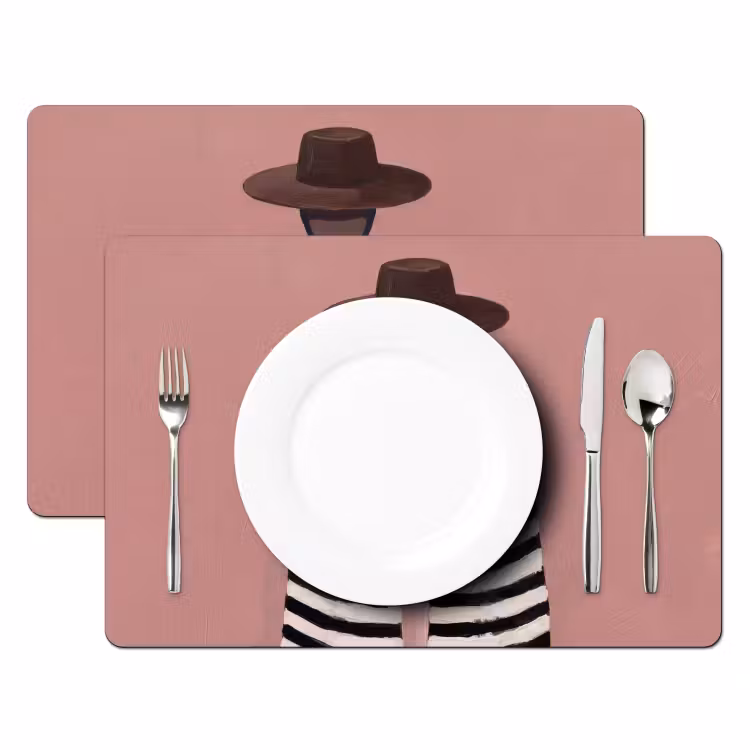 Grafisch - Vrouw - Roze Placemat vinyl groot -zzsfeer2_Kitchenyeah-website