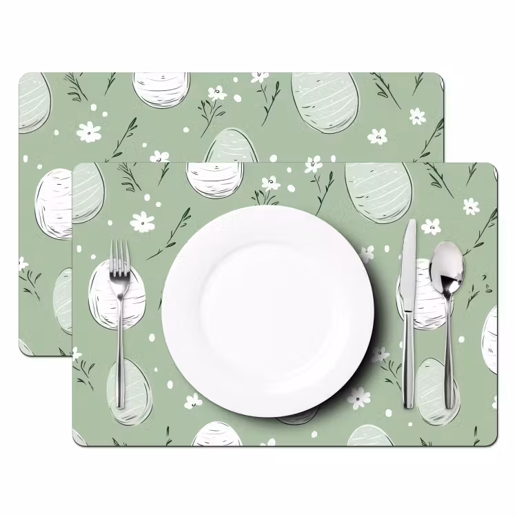 Groen - Eieren - Patroon Placemat vinyl groot -zzsfeer2_Kitchenyeah-website
