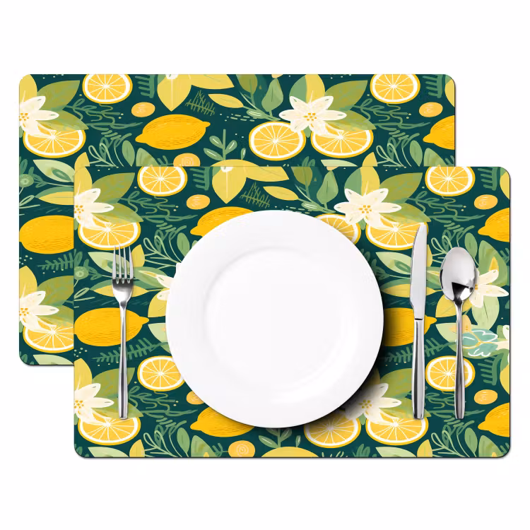 Groen - Bloemen - Citroenpartjes Placemat vinyl groot 368 -zzsfeer2_Kitchenyeah-website