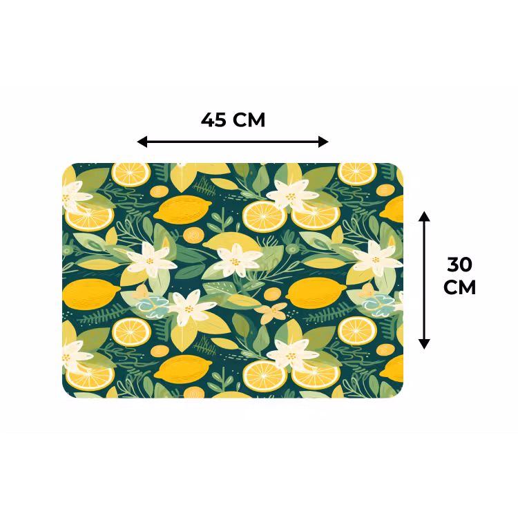 Groen - Bloemen - Citroenpartjes Placemat vinyl groot 368 -specs