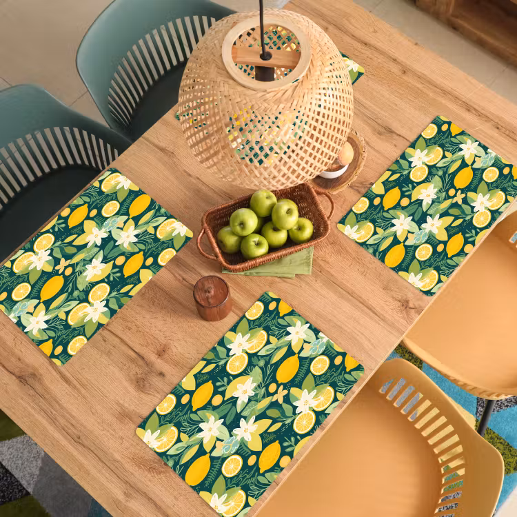 Groen - Bloemen - Citroenpartjes Placemat vinyl groot 368 -zzsfeer5_Kitchenyeah-website