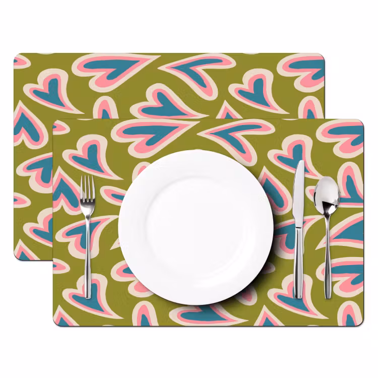 Groen - Retro - Hartjes - Patroon Placemat vinyl groot 368 -zzsfeer2_Kitchenyeah-website