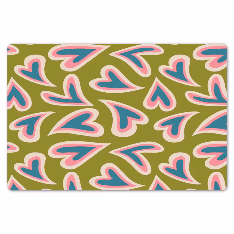 Groen - Retro - Hartjes - Patroon Placemat vinyl groot 368 -zzsfeer1_Kitchenyeah-website