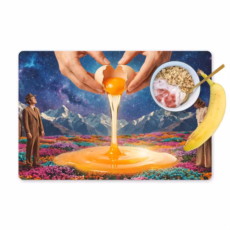 Placemat - 6 pieces - Hands - Egg - Surrealism - Handen - Ei - Surrealisme Placemat vinyl groot