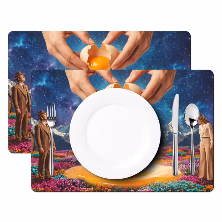 Placemat - 6 pieces - Hands - Egg - Surrealism - Handen - Ei - Surrealisme Placemat vinyl groot