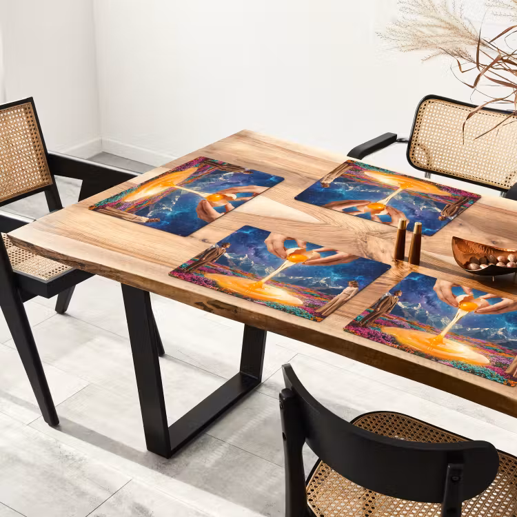 Placemat - 6 pieces - Hands - Egg - Surrealism - Handen - Ei - Surrealisme Placemat vinyl groot