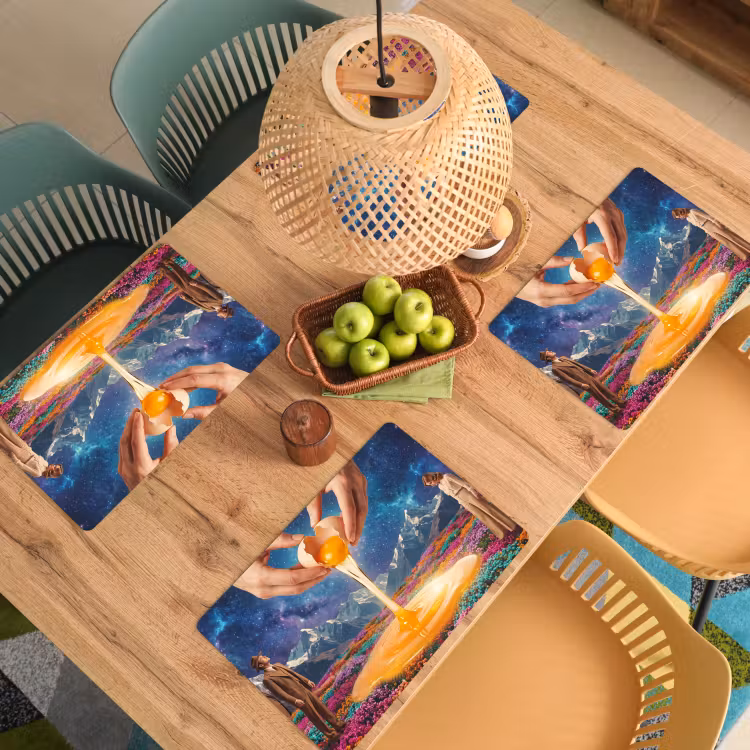 Placemat - 6 pieces - Hands - Egg - Surrealism - Handen - Ei - Surrealisme Placemat vinyl groot