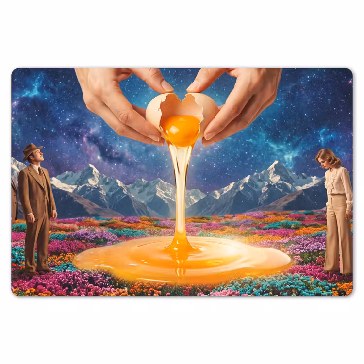 Placemat - 6 pieces - Hands - Egg - Surrealism - Handen - Ei - Surrealisme Placemat vinyl groot