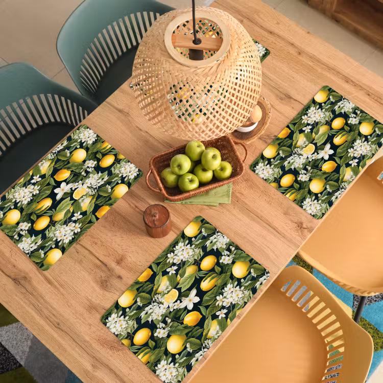 Hangende - Citroenen - Witte - Bloemetjes Placemat vinyl groot 368 -zzsfeer5_Kitchenyeah-website