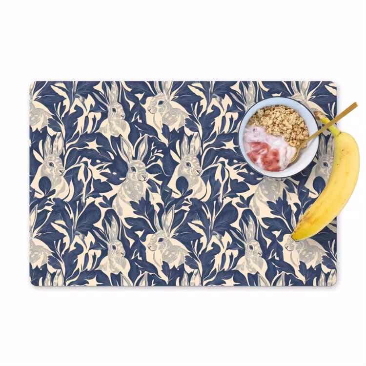 Hazen - Bladeren - Patroon - Blauw - Beige Placemat vinyl groot 368 -zzzproduct_Kitchenyeah-website