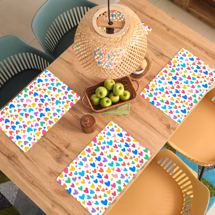 Hartjes - Kleurrijk - Patroon - Levendig Placemat vinyl groot -zzsfeer5_Kitchenyeah-website