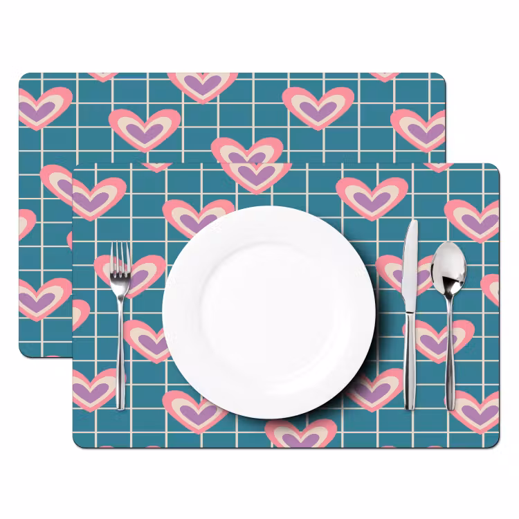 Hartjes - Raster - Patroon - Blauw Placemat vinyl groot 368 -zzsfeer2_Kitchenyeah-website