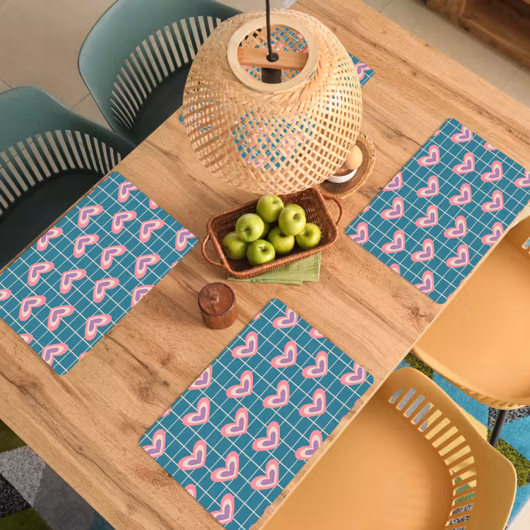 Hartjes - Raster - Patroon - Blauw Placemat vinyl groot 368 -zzsfeer5_Kitchenyeah-website