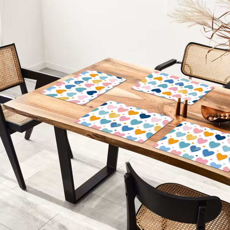 Hartjes - Pastel - Kleurcontrast - Handgetekend Placemat vinyl groot -zzsfeer4_Kitchenyeah-website