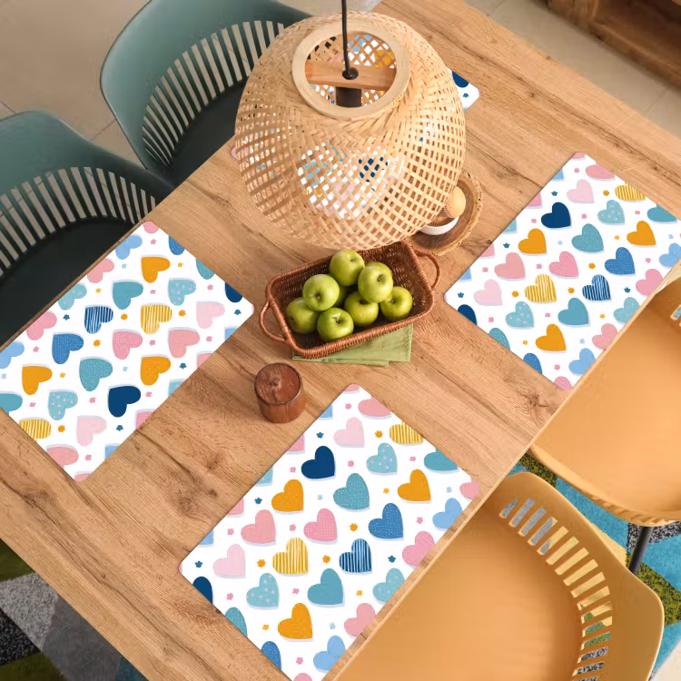 Hartjes - Pastel - Kleurcontrast - Handgetekend Placemat vinyl groot -zzsfeer5_Kitchenyeah-website