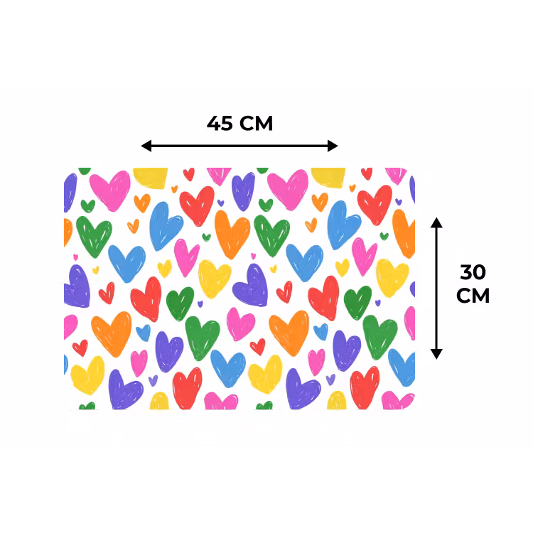 Hartjes - Patroon - Kleurrijk - Tekening Placemat vinyl groot -specs