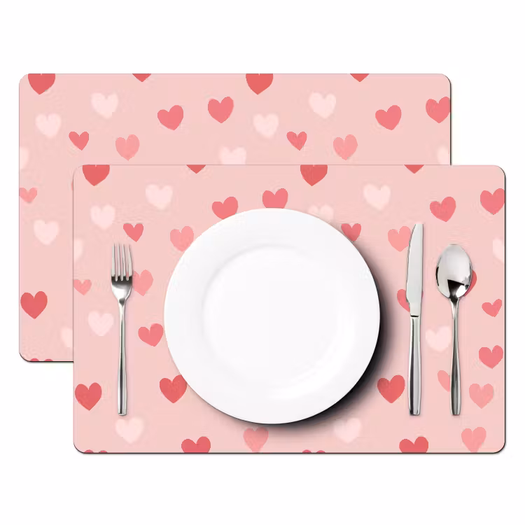 Hartjes - Patroon - Roze - Eenvoudig Placemat vinyl groot -zzsfeer2_Kitchenyeah-website