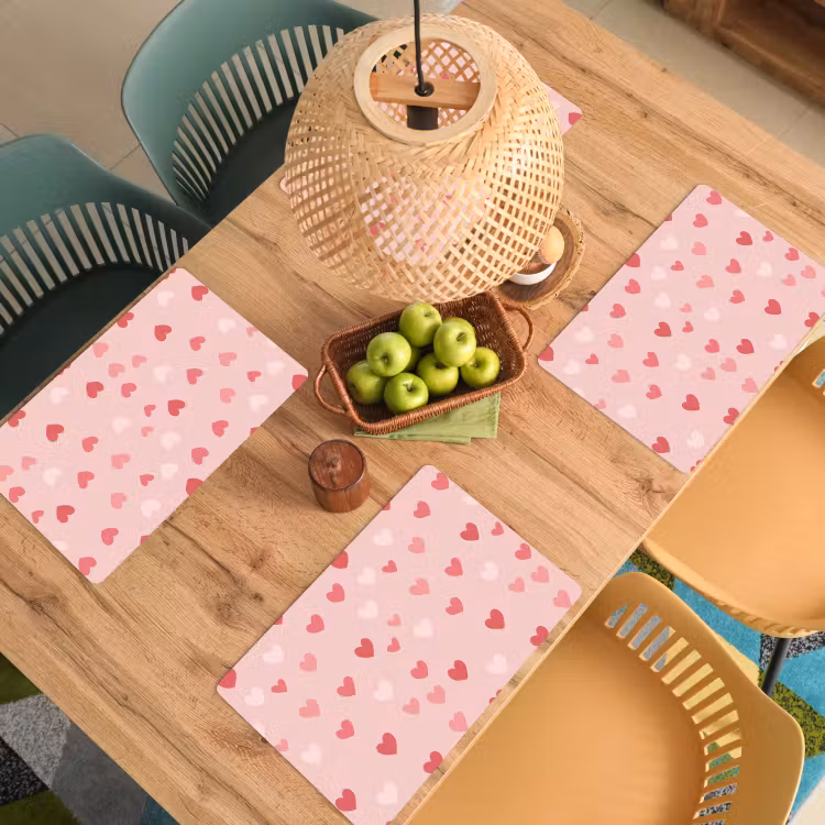 Hartjes - Patroon - Roze - Eenvoudig Placemat vinyl groot -zzsfeer5_Kitchenyeah-website