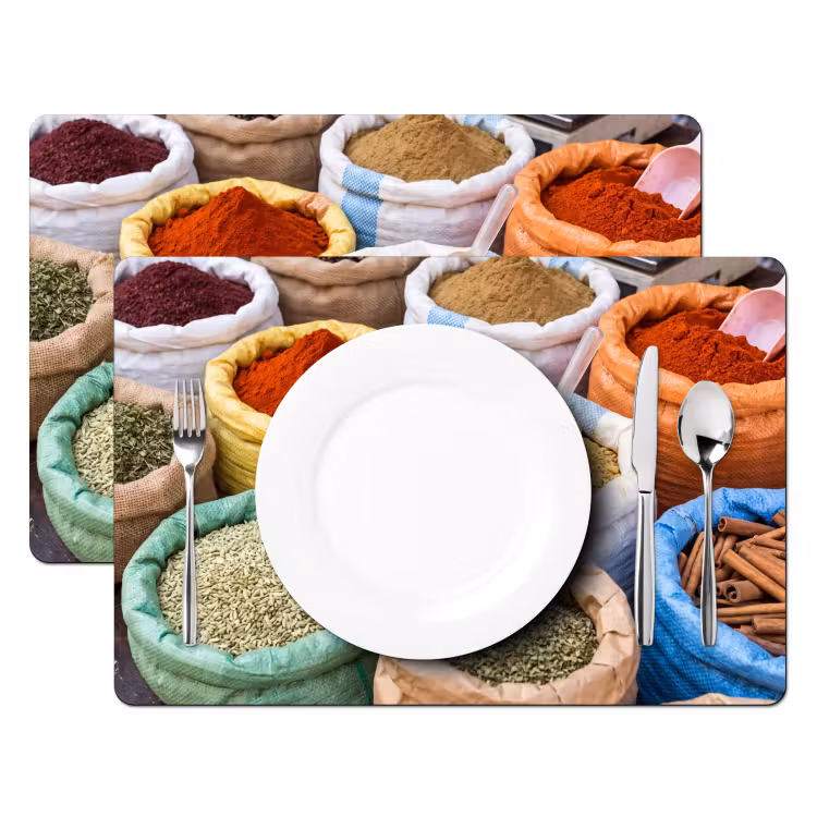 Placemat - 6 pieces - Herbs - Bags - Market - Kruiden - Zakken - Markt Placemat vinyl groot