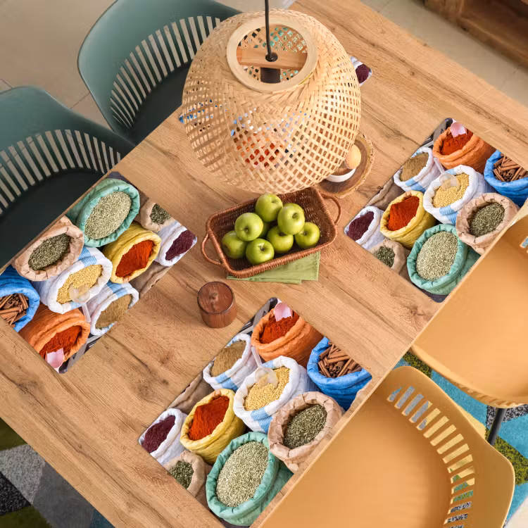 Placemat - 6 pieces - Herbs - Bags - Market - Kruiden - Zakken - Markt Placemat vinyl groot