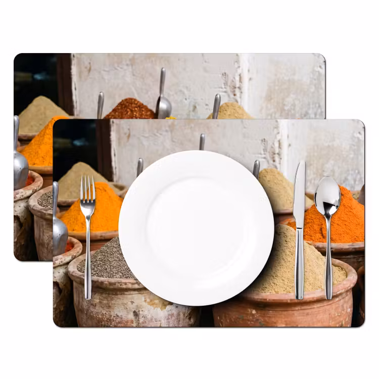 Placemat - 6 pieces - Herbs - Jars - Asian - Kruiden - Potten - Oosters Placemat vinyl groot