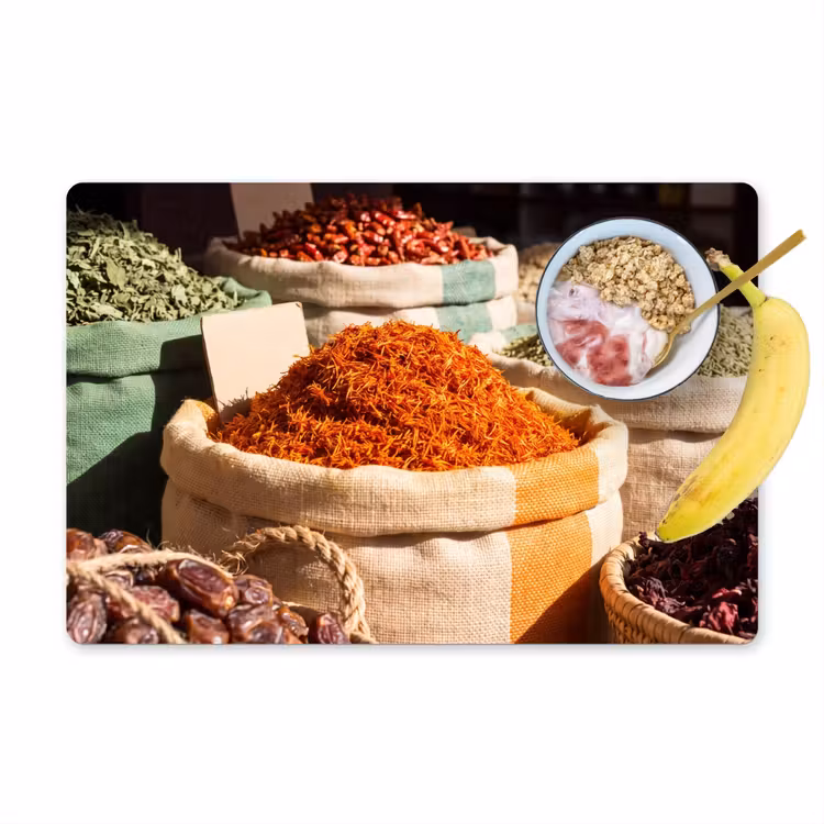 Placemat - 6 pieces - Herbs - Market - Colorful - Kruiden - Markt - Kleurrijk Placemat vinyl groot