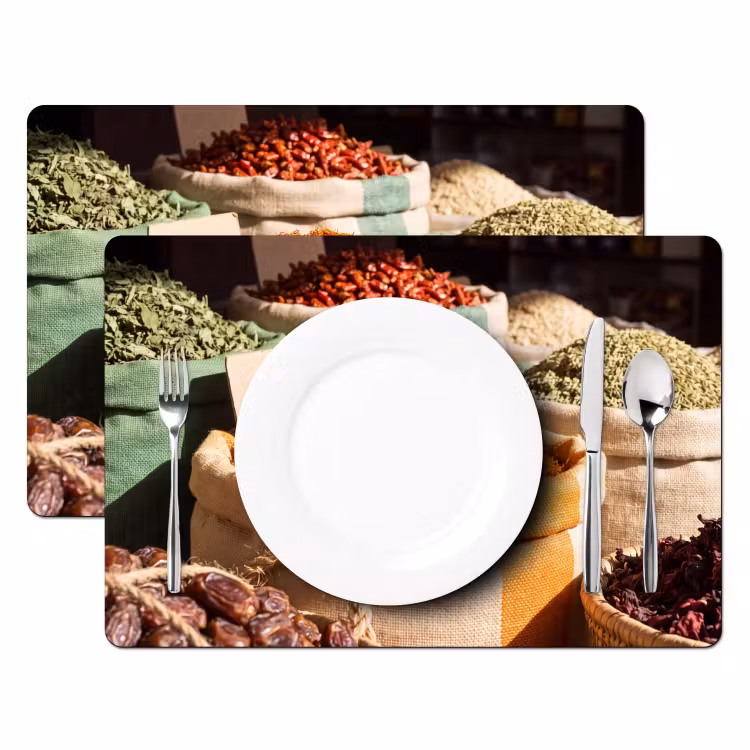 Placemat - 6 pieces - Herbs - Market - Colorful - Kruiden - Markt - Kleurrijk Placemat vinyl groot