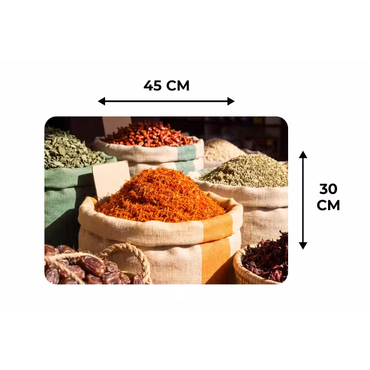 Placemat - 6 pieces - Herbs - Market - Colorful - Kruiden - Markt - Kleurrijk Placemat vinyl groot