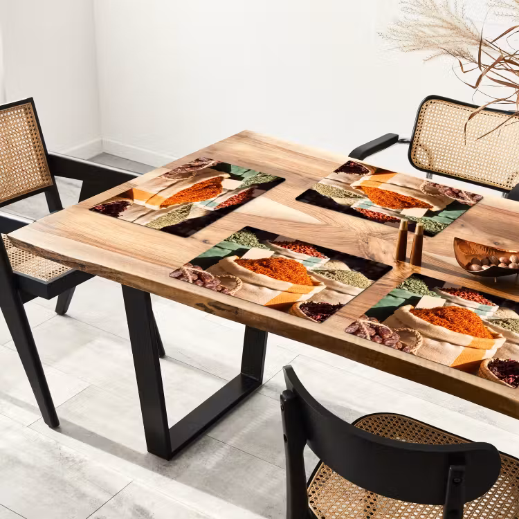 Placemat - 6 pieces - Herbs - Market - Colorful - Kruiden - Markt - Kleurrijk Placemat vinyl groot