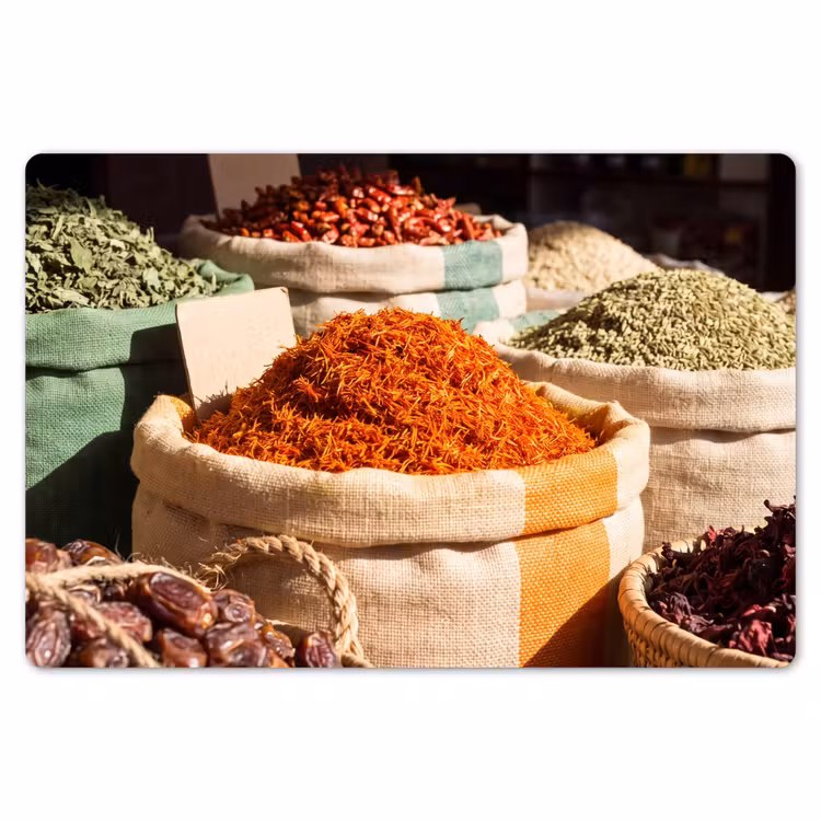 Placemat - 6 pieces - Herbs - Market - Colorful - Kruiden - Markt - Kleurrijk Placemat vinyl groot