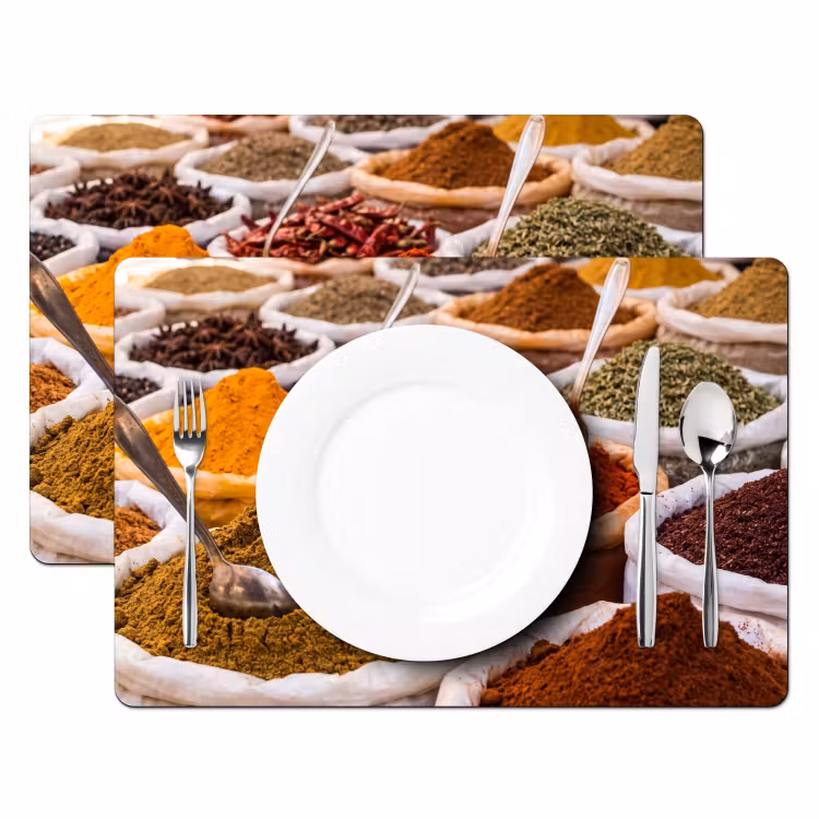 Placemat - 6 pieces - Herbs - Market - Food - Kruiden - Markt - Eten Placemat vinyl groot