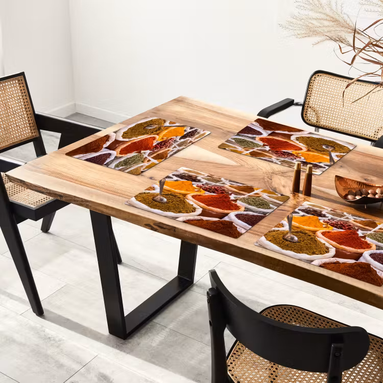 Placemat - 6 pieces - Herbs - Market - Food - Kruiden - Markt - Eten Placemat vinyl groot