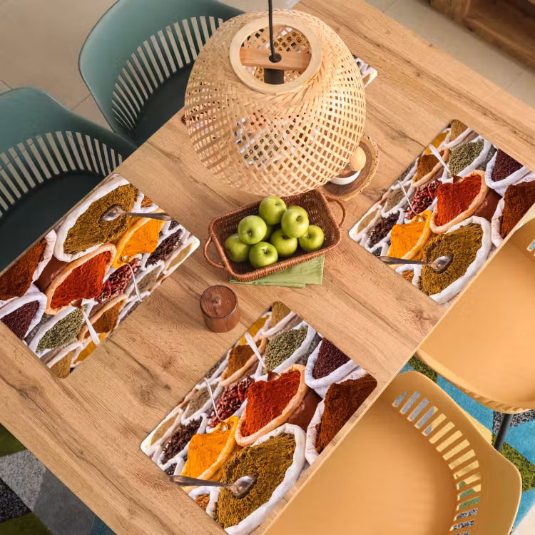 Placemat - 6 pieces - Herbs - Market - Food - Kruiden - Markt - Eten Placemat vinyl groot