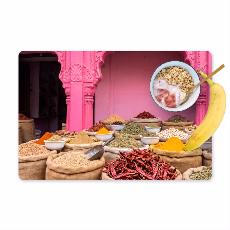 Placemat - 6 pieces - Herbs - Market - Pink - Kruiden - Markt - Roze Placemat vinyl groot