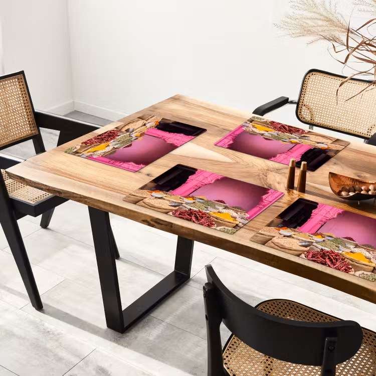 Placemat - 6 pieces - Herbs - Market - Pink - Kruiden - Markt - Roze Placemat vinyl groot
