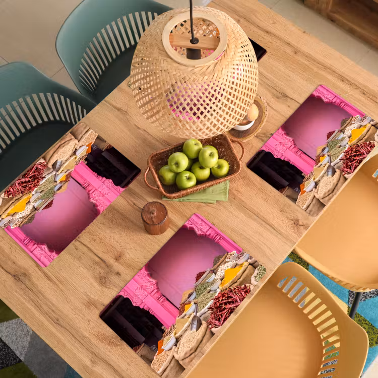 Placemat - 6 pieces - Herbs - Market - Pink - Kruiden - Markt - Roze Placemat vinyl groot