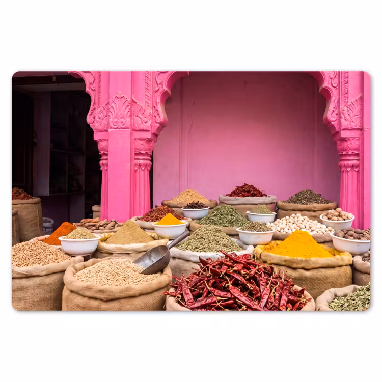 Placemat - 6 pieces - Herbs - Market - Pink - Kruiden - Markt - Roze Placemat vinyl groot