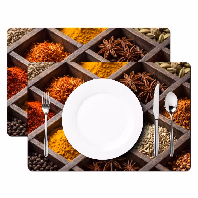 Placemat - 6 pieces - Herbs - Wood - Food - Kruiden - Houten - Eten Placemat vinyl groot