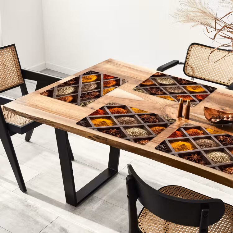 Placemat - 6 pieces - Herbs - Wood - Food - Kruiden - Houten - Eten Placemat vinyl groot