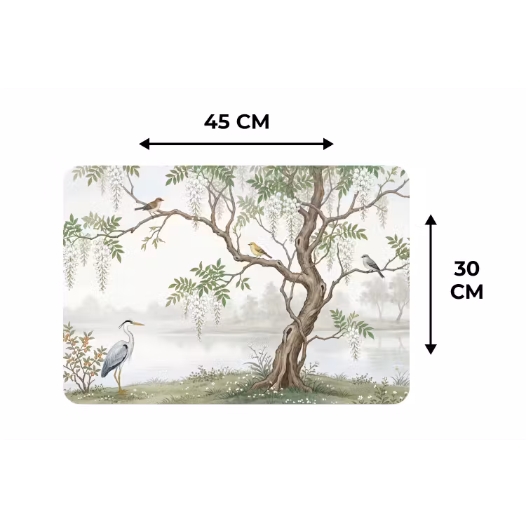 Reiger - Landschap - Groen Placemat vinyl groot -specs