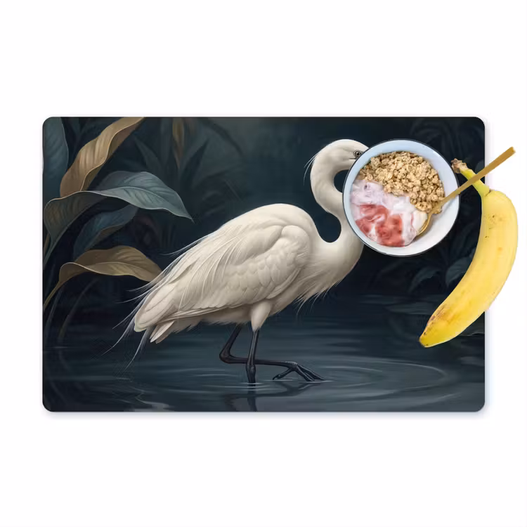 Reiger - Water - Natuur - Modern - Wit Placemat vinyl groot -zzzproduct_Kitchenyeah-website