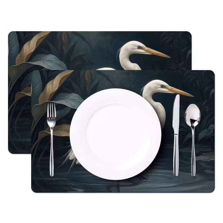 Reiger - Water - Natuur - Modern - Wit Placemat vinyl groot -zzsfeer2_Kitchenyeah-website