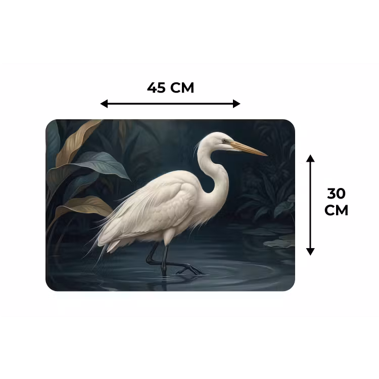 Reiger - Water - Natuur - Modern - Wit Placemat vinyl groot -specs