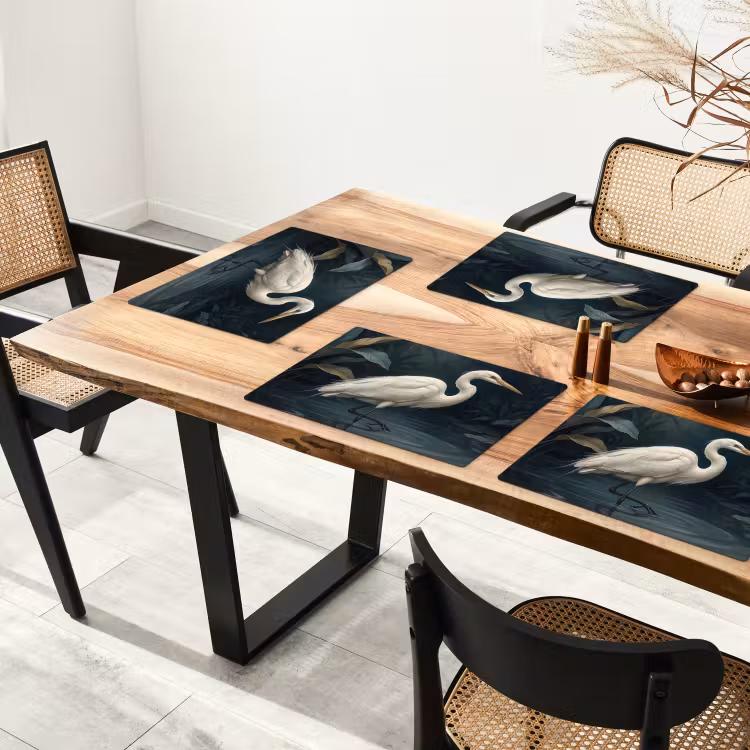 Reiger - Water - Natuur - Modern - Wit Placemat vinyl groot -zzsfeer4_Kitchenyeah-website