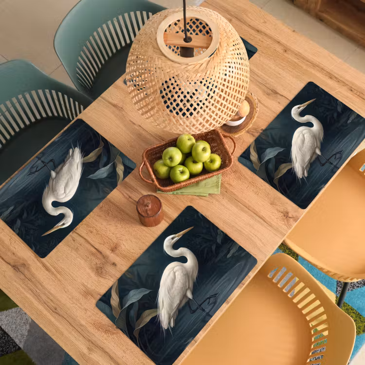 Reiger - Water - Natuur - Modern - Wit Placemat vinyl groot -zzsfeer5_Kitchenyeah-website