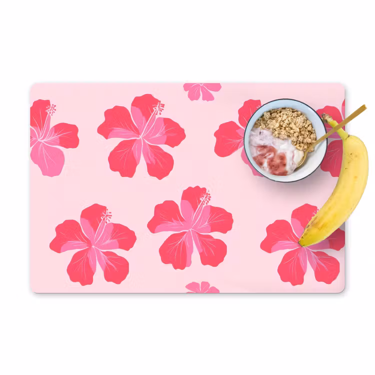Hibiscus - Bloemen - Roze Placemat vinyl groot 368 -zzzproduct_Kitchenyeah-website