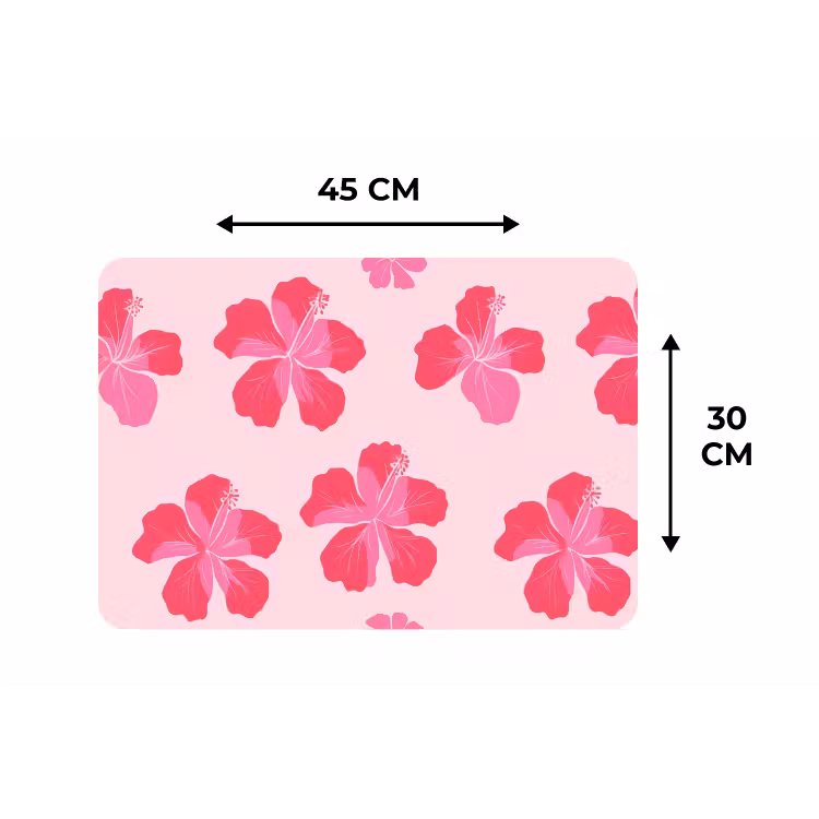 Hibiscus - Bloemen - Roze Placemat vinyl groot 368 -specs