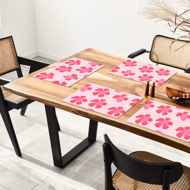 Hibiscus - Bloemen - Roze Placemat vinyl groot 368 -zzsfeer4_Kitchenyeah-website