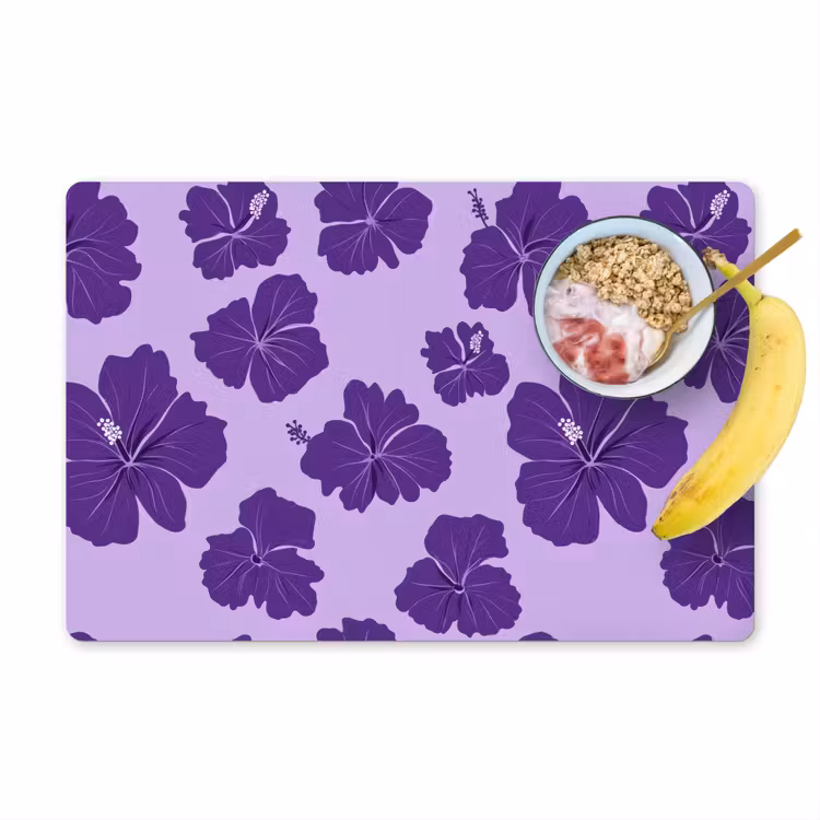 Hibiscus - Bloemen - Paars Placemat vinyl groot 368 -zzzproduct_Kitchenyeah-website